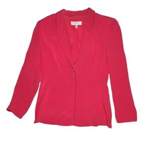 Escada Couture Silk Red Jacket With Beaded Trim Size 36